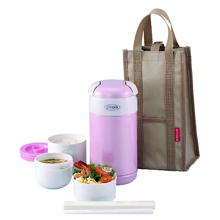 0.92L DOUBLE STAINLESS STEEL VACUUMISED LUNCH BOX WITH BAG